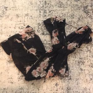 Maurices black floral maxi dress w/belt